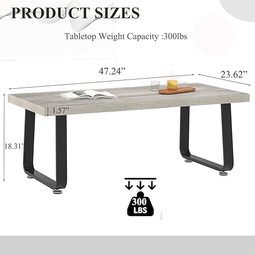 Miniatura 2 de HSH Mesa auxiliar industrial, moderna mesa central minimalista, mesa rectangular de madera para sala de estar para espacios pequeños, mesa de té de