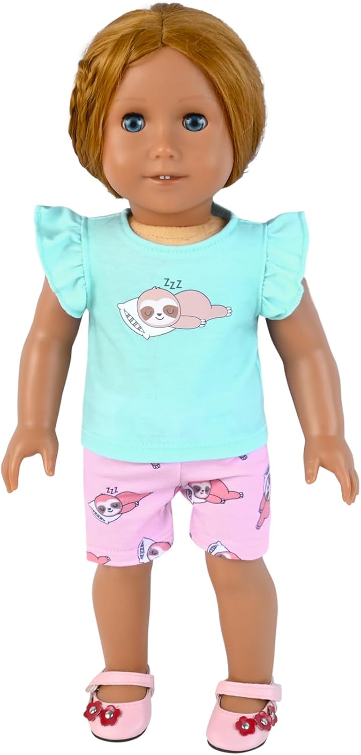 CHILDRENSTAR Matching Girls&Doll Pajama Sets Summer Pjs Flutter Sleeve Sleepwear - Image 2
