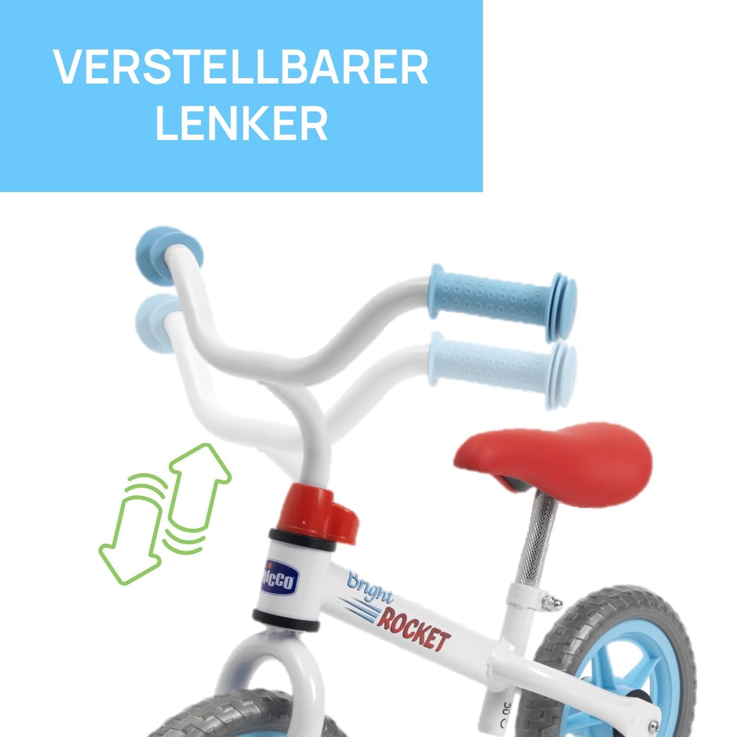 Chicco Balance Bike Bright Rocket, pedalfreies Kinderfahrrad, leichtes Balance Bike, mit verstellbarem Lenker und Sitz, max 25 kg, weiß, 2-5 Jahre, Geschenkidee