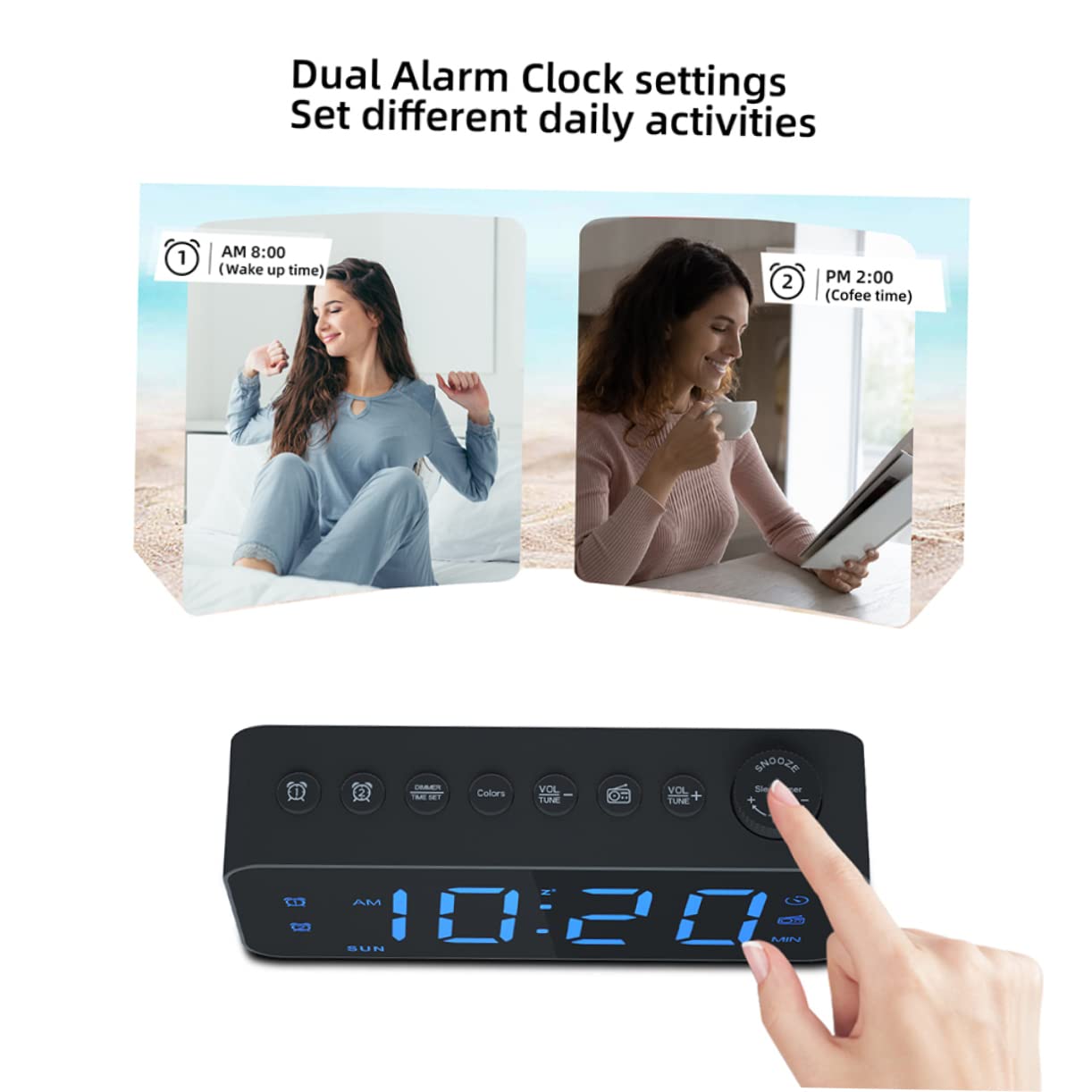 BESTonZON Digital Wecker Für Schlafzimmer Mit Led-anzeige Und Großem Display USB-ladefunktion Modernes Design Kompakt Und Leicht Für Wohnzimmer Küche Und Bürogebrauch