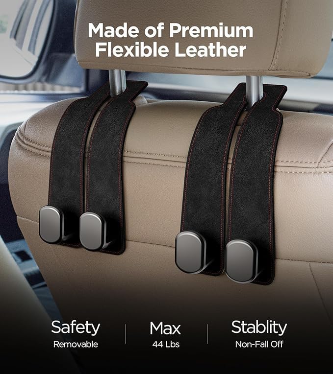 Image of VORLA Car Seat Gap Filler Organizer with Phone Holder, Upgrade Version, Prevents Falling, Black, Set of 2 (Back Storage Hook)