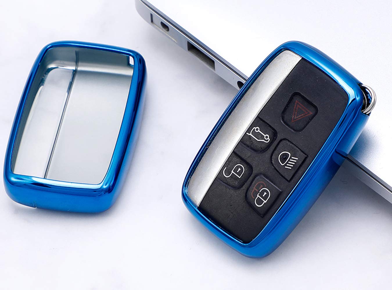 Horande TPU Holder Skin Protector Key Fob Cover Case Fit for Range Rover Discovery Sport Land Rover LR2 LR4 Evoque Jaguar XF XJ XJL XE Remote Key Fob