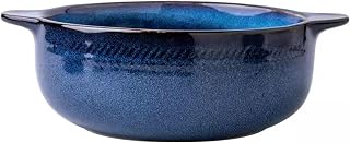 8Inch Large Soup Bowls with Double Handle Kiln Change Glaze Blue Serving Soup Crocks Bowls for French Onion Soup, Cereal, Stew, Oatmeal