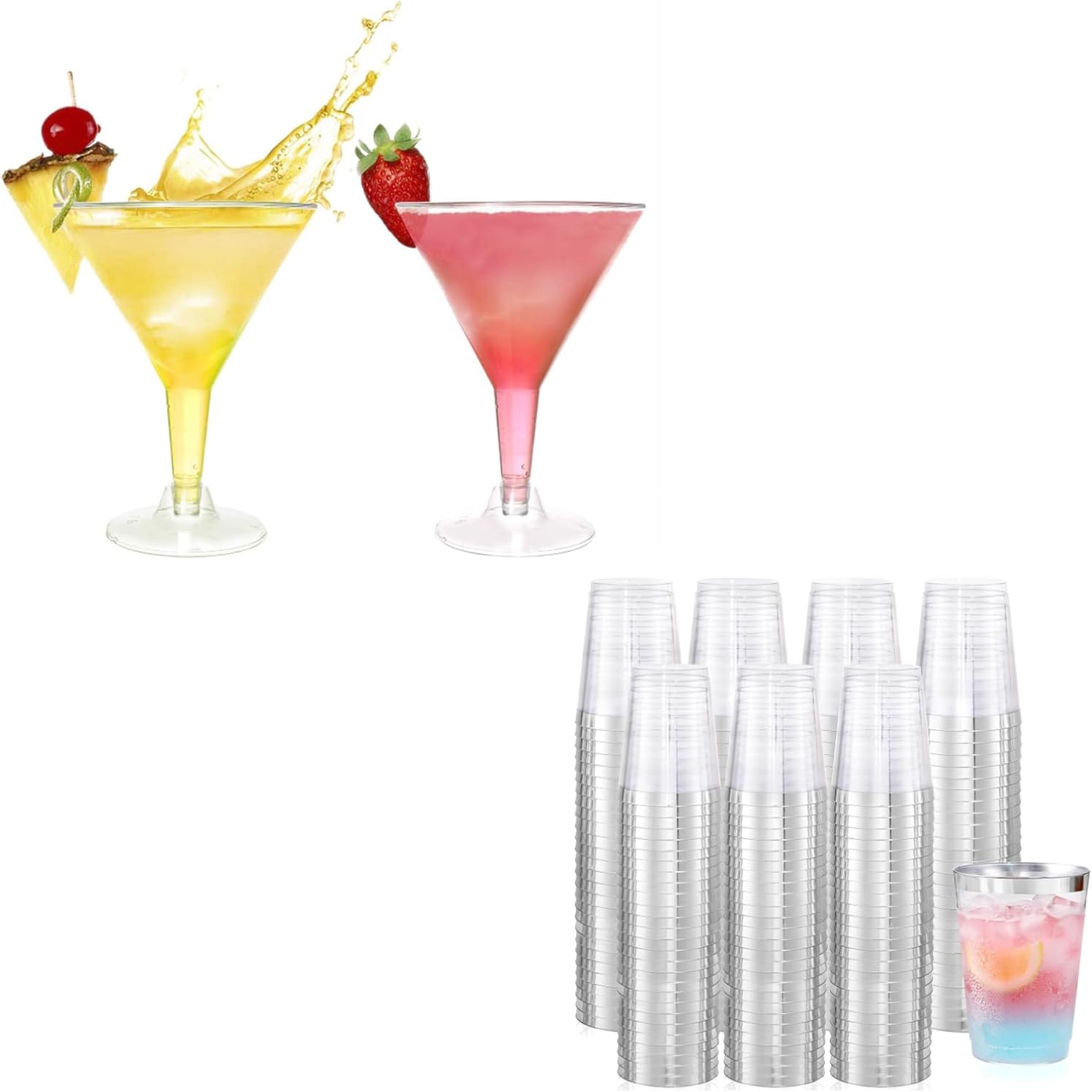supernal 7oz Plastic Martini Glasses for Parties,2 pack