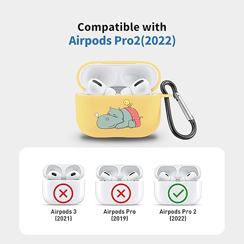 Miniatura 9 de Bonita funda de pato compatible con AirPods Pro 2 con llavero, diseño de animales de dibujos animados, funda de TPU suave para AirPods Pro de 2