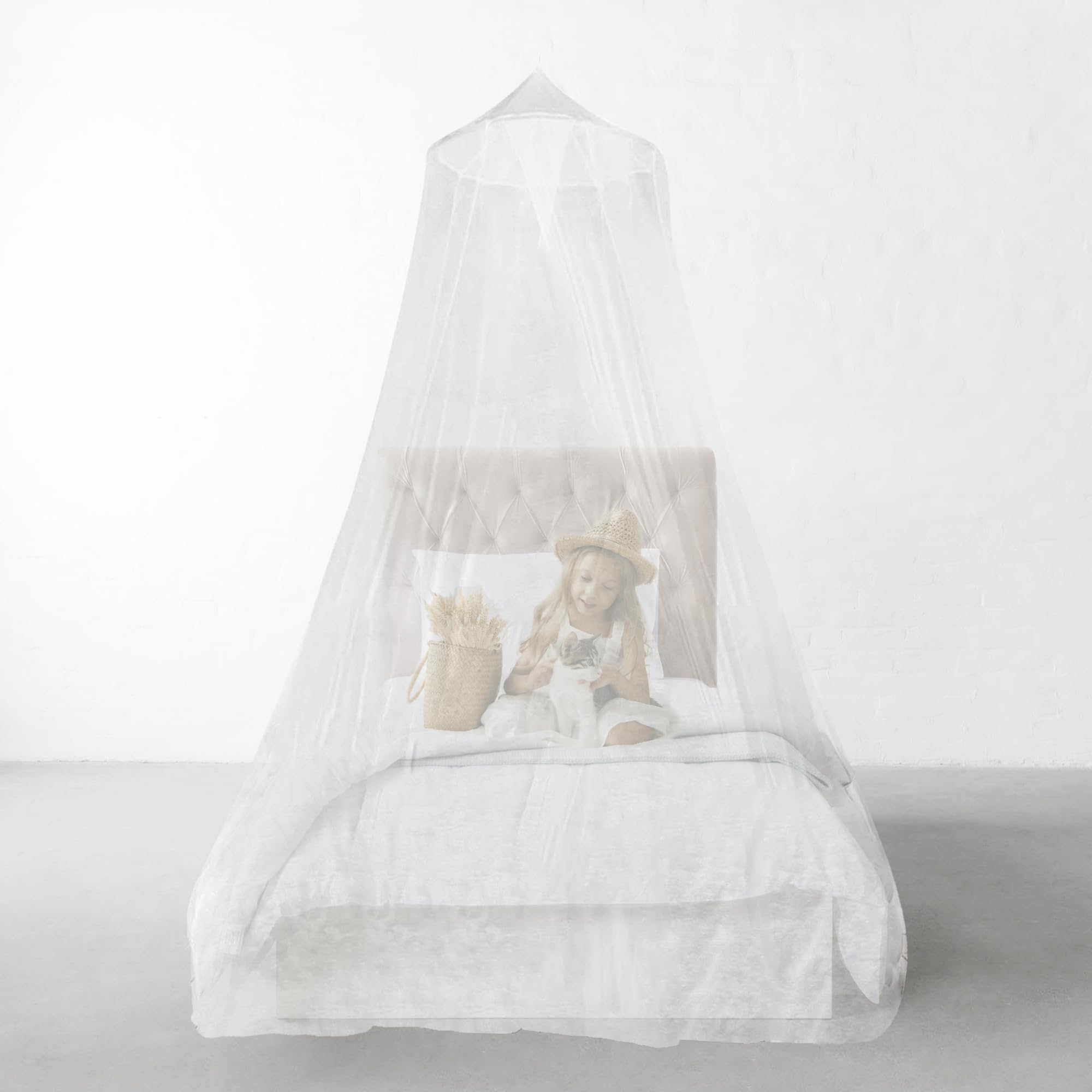 JJOnlineStore - White Dome Mosquito Mesh Net - Travel Mosquito Net Bed Canopy for Single/Twin Size Beds, Hammocks Cribs – Great for Indoor/Outdoor, Camping, Easy Setup (60 * 250 * 800)
