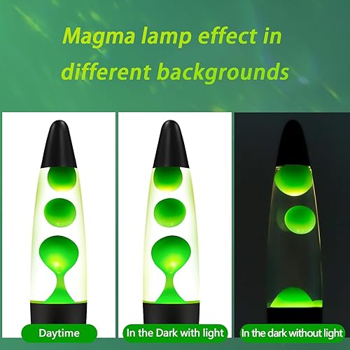 Miniatura 4 de Lámpara de movimiento líquido de magma verde con base negra, lámparas de estado de ánimo para adultos, niños y niños como luz nocturna, lámparas con