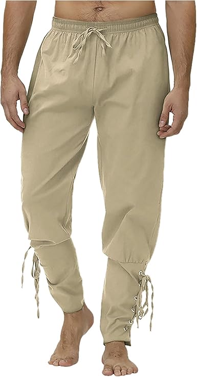 Amazon.com: Pantalones de pirata medievales para hombre, con banda al  tobillo, estilo renacentista, vikingo, con agujetas, Caqui, 3XL : Ropa,  Zapatos y Joyería