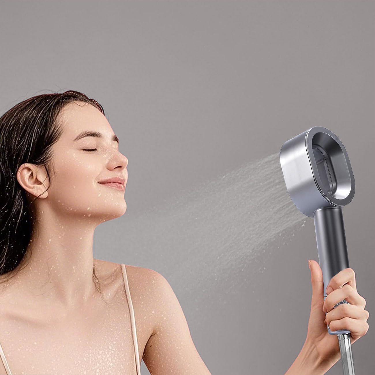 ideoon Duschkopf mit Filter 3-in-1 Wasserspar - Inkl. Bürste & Schwamm - 2 x Premium-Wasserfilter - Eleganter Duschkopf zum Wasser sparen & filtern