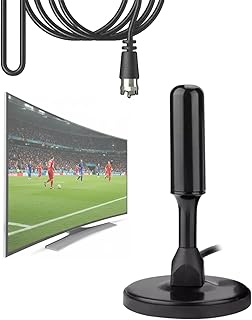 Antena TV Digital HDTV Interna/Externa - Cabo com 3m – UHF|VHF|Full HD, Base Magnética - Imã, Cabo Coaxial 75 Ω, 3,5 dBi | Resistente à Água - Compatível Com Samsung, LG, Philco, Philips, Smart TV