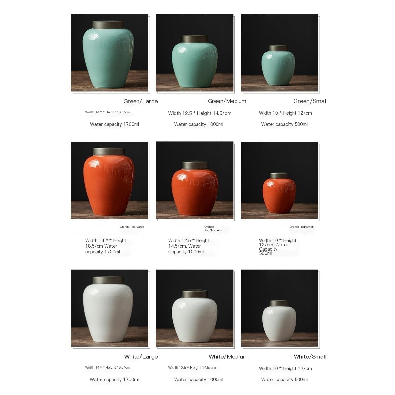 Contenitore per il tè in ceramica Barattolo per la conservazione del tè sfuso in ceramica Barattolo per la conservazione del tè semplice Coperchio a doppio strato da cucina Barattolo sigillato Set d