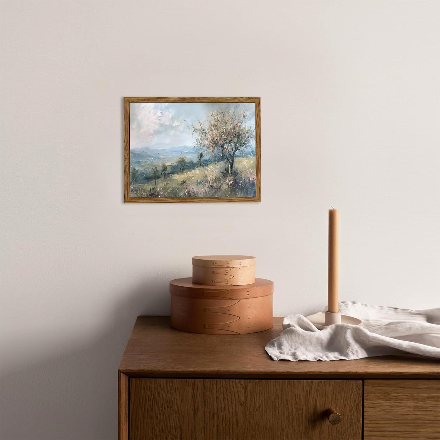 Cottage Core Wall Art Vintage Cottagecore Wall Decor Pictures Blue Nature Country Landscape Poster Painting Canvas Print for Bedroom Living Room Farmhouse 8x10 inch Wood Framed - Image 4