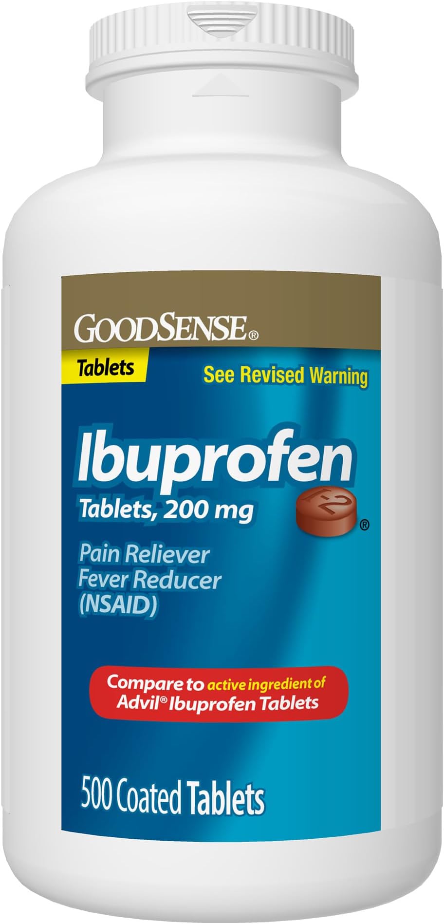 GoodSense Ibuprofen Tablets - 200 mg - Fever Reducer & Pain Relief for Body Aches, Headache, Arthritis Pain, Menstrual Cramps, 500 Count