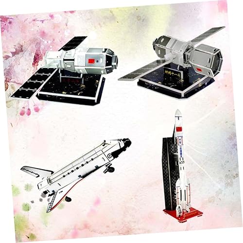 Miniatura 4 de Alasum Rompecabezas 3D para niños, modelo de transbordador espacial, 8 piezas, trabajo a mano, satélite, nave, modelo de artesanía en 3D, naves
