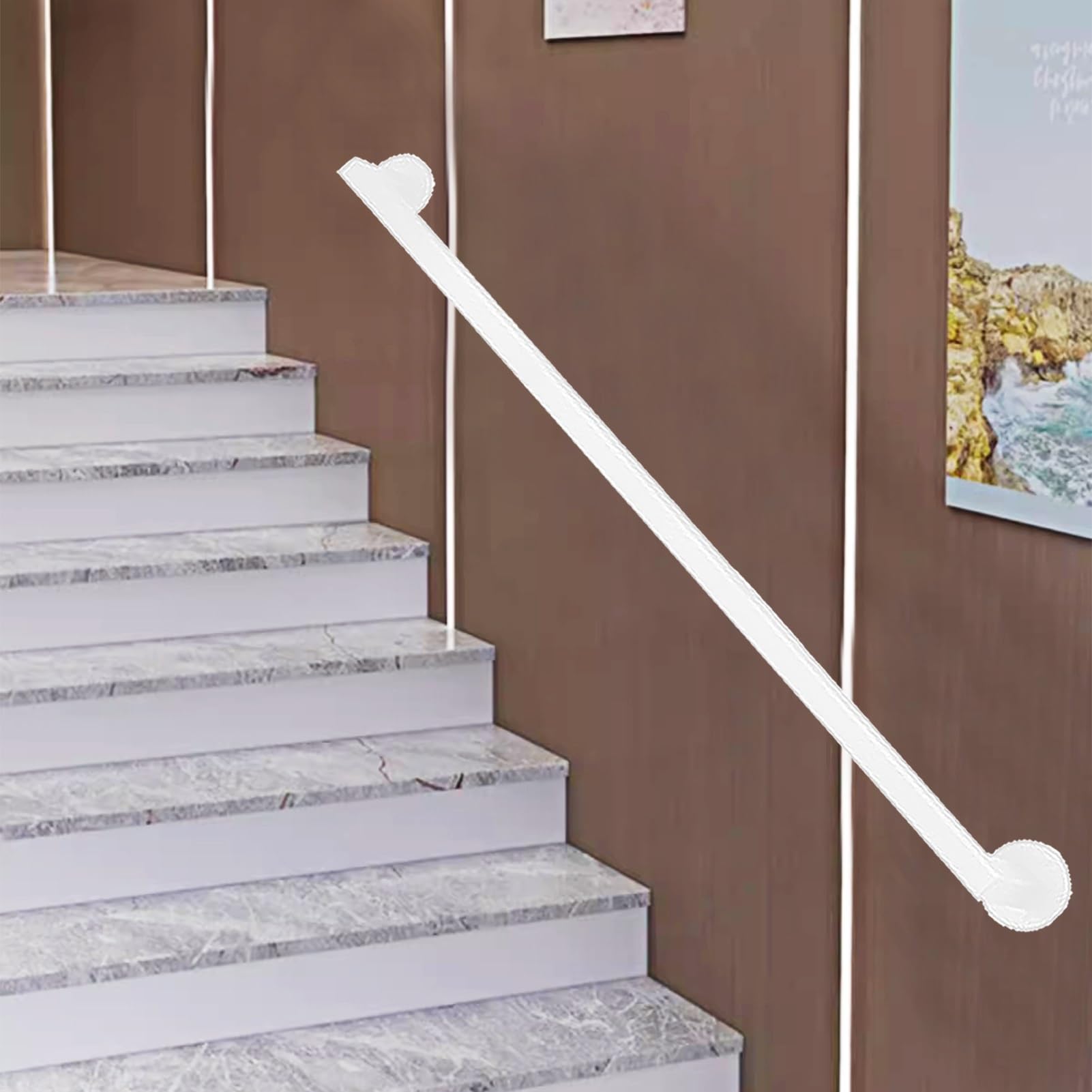 Rampe d'escalier à montage mural avec supports métalliques ultra robustes