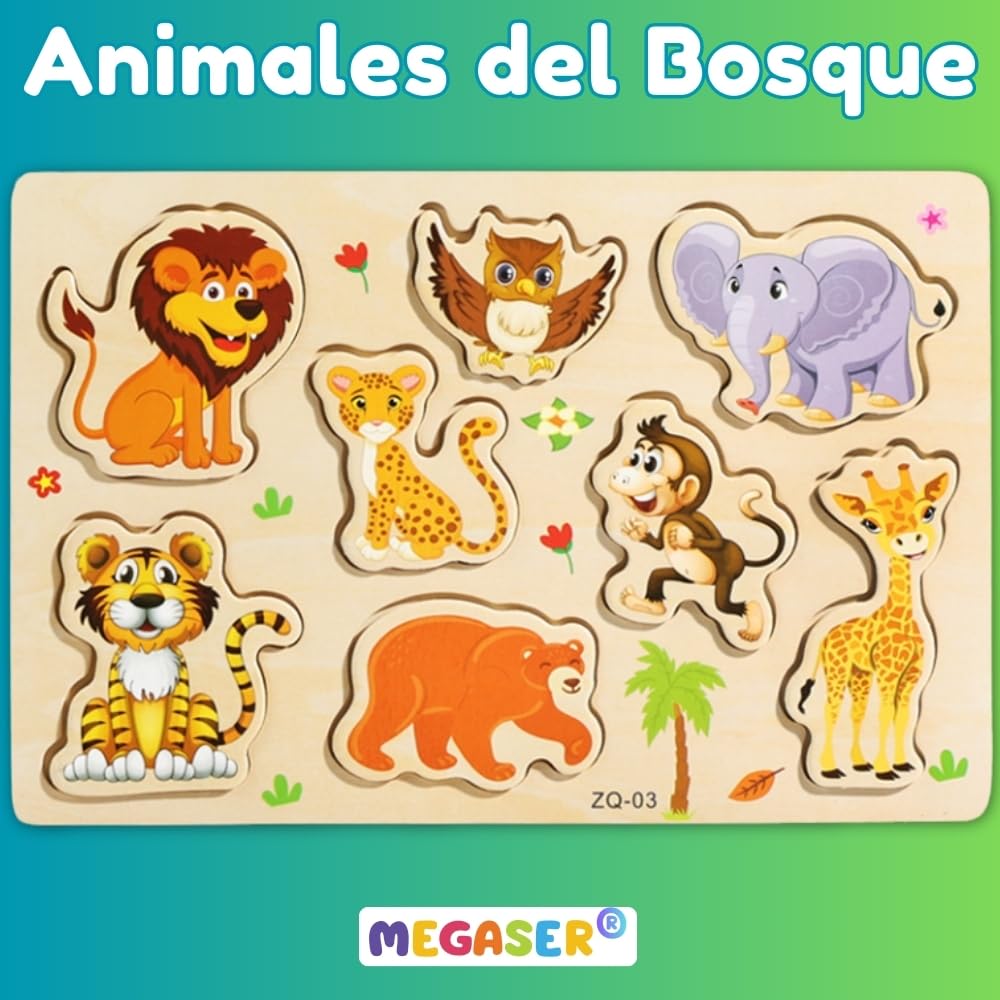 Pack 3 Puzzle Madera Niños y Niñas 1, 2 y 3 años, Puzzles Encajables 24 Animales Coloridos, Puzzle Madera Bebé 1 año, 2 años y 3, Guardería, Regalos Cumpleaños Infantil Educativos (Set 3 Puzzles)