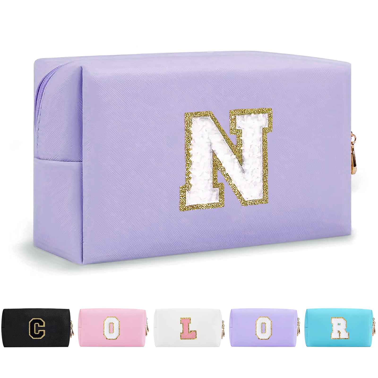 Bolsa de Maquillaje, Bolsa de Cosméticos Impermeable de Viaje, PU Cuero, Neceser de Baño, Bolsa De Aseo Y Almacenamiento para Mujer,Cosas Preppy para niñas Adolescentes (Letra A-Z) — view 69