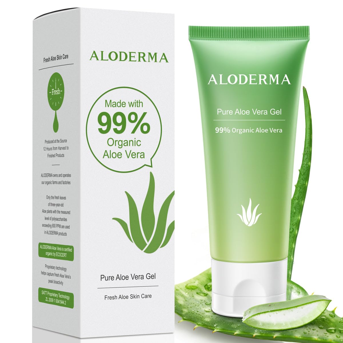 Aloderma 99 Organic Aloe Vera Gel for Face Made within 12