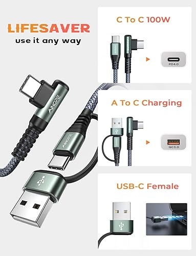 Vista 7 de AINOPE Cable USB C de 10 pies de carga rápida de 240 W, cable USB C de carga rápida de 10 pies, cable USB tipo C de carga rápida, cable USB a C