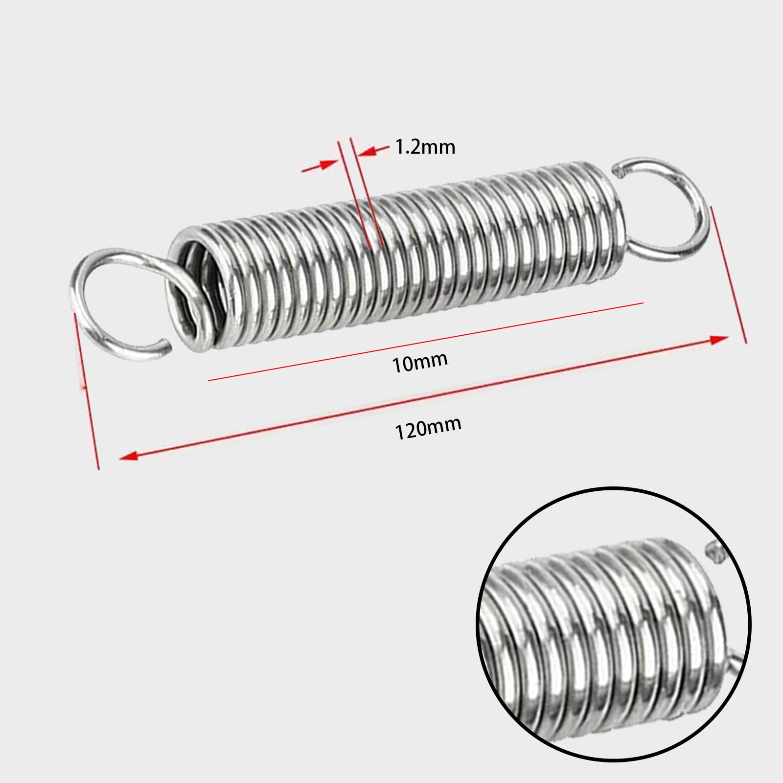 2PCS Extended Compressed Springs,Double Hook Tension Spring 120MM,Stainless Steel Dual Hook Torsion Spring,Tension Spring for Machinery,Furniture - Image 2