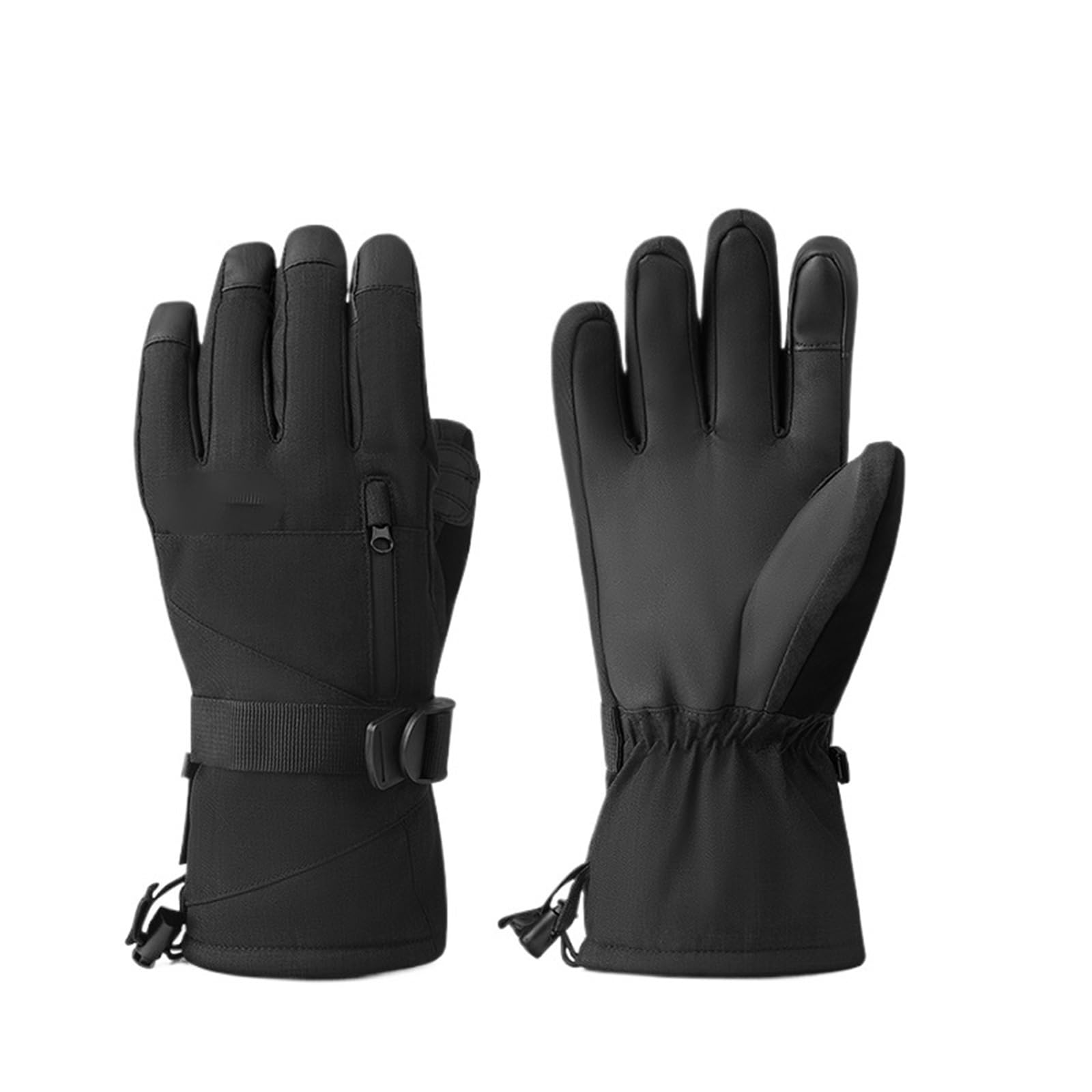 Guantes de esquí unisex, guantes térmicos impermeables para snowboard con pantalla táctil y bolsillo de almacenamiento (negro, XL)