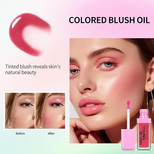 Miniatura 6 de Rubor líquido, aspecto de acabado mate natural, tinte de mejillas rocío, rubor facial crema suave, sensación ligera e hidratante, de larga duración,