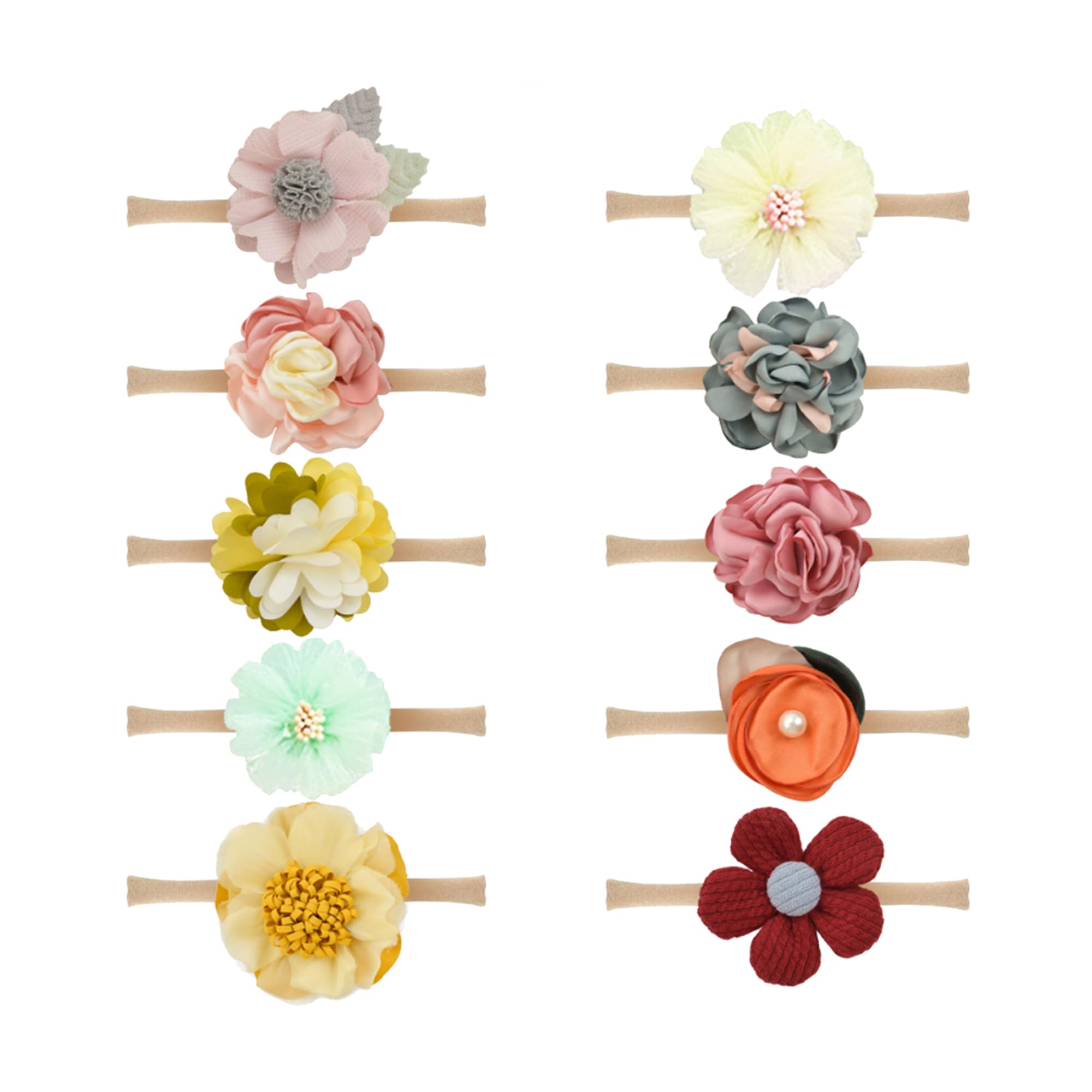 POLKA TOTS Cotton Flower Headband Set - Multicolor - Set Of 10-image-32