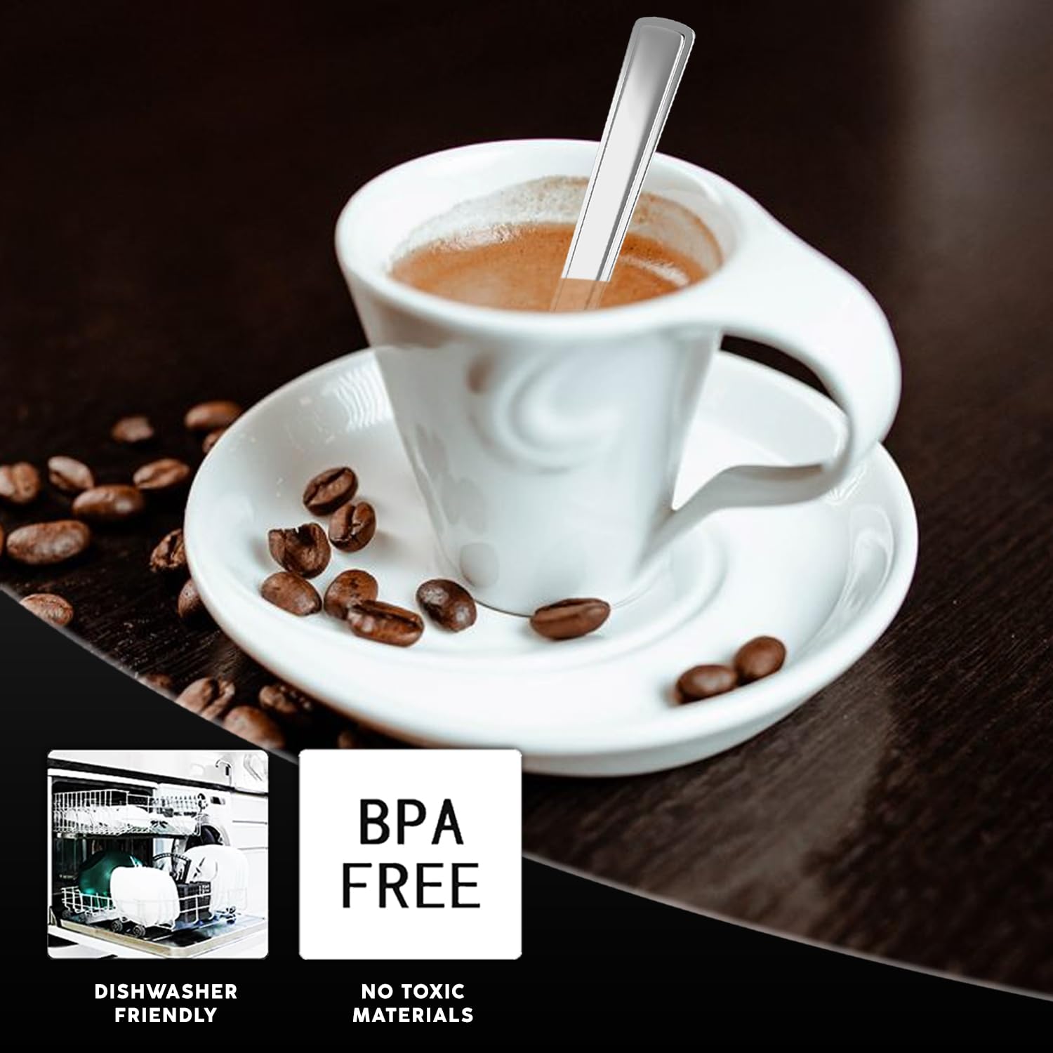 Set 12 Cucchiaini Da Caffè STOCKHOLM - Acciaio Inox 18/10 Lucido, Lunghezza 11.5cm, Robusti E Eleganti - Foto 3