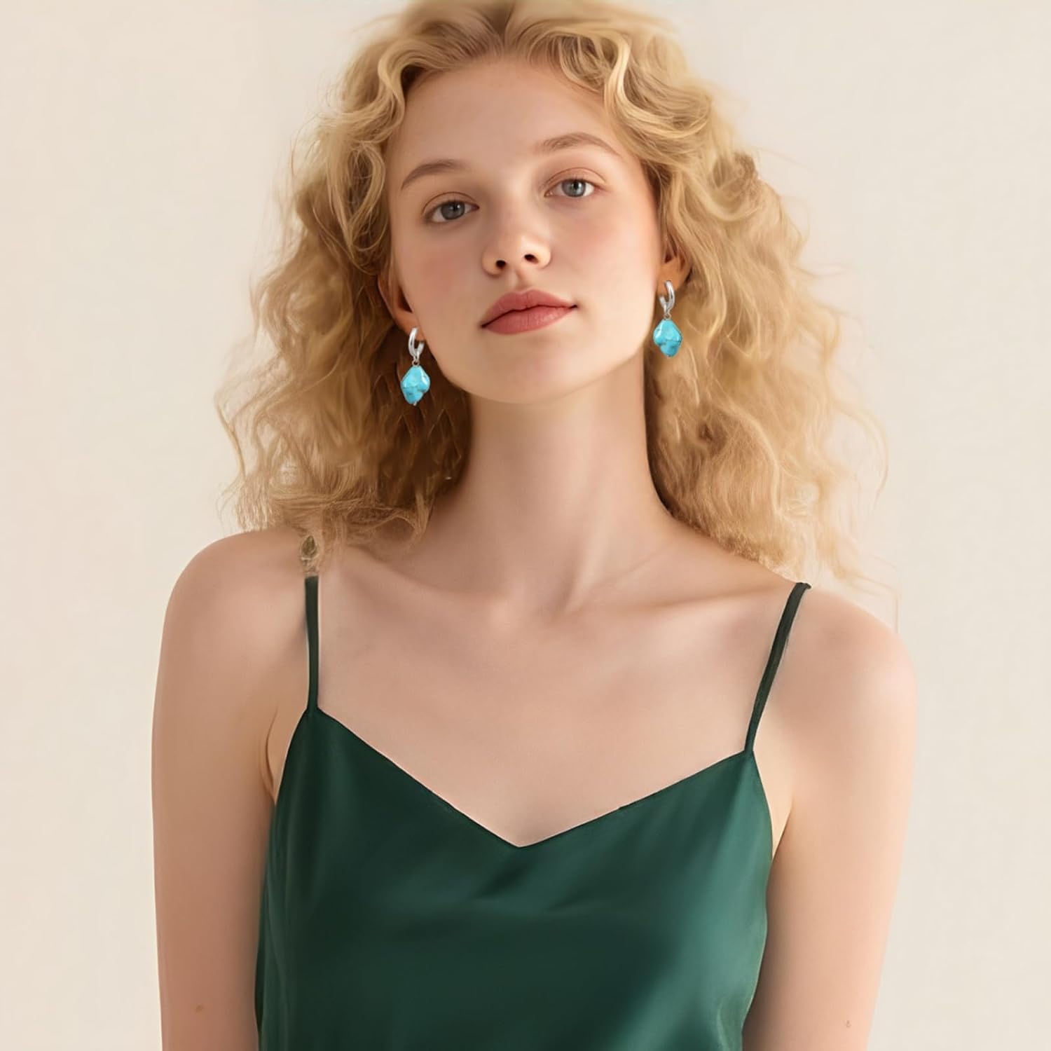 Oval Birthstone Natural Gemstone Earring for Women 18k Gold Plated Huggie Hoop Drop Jewelry Valentine's Day Birthday Gift for Wife Girlfriend Mother - Image 5