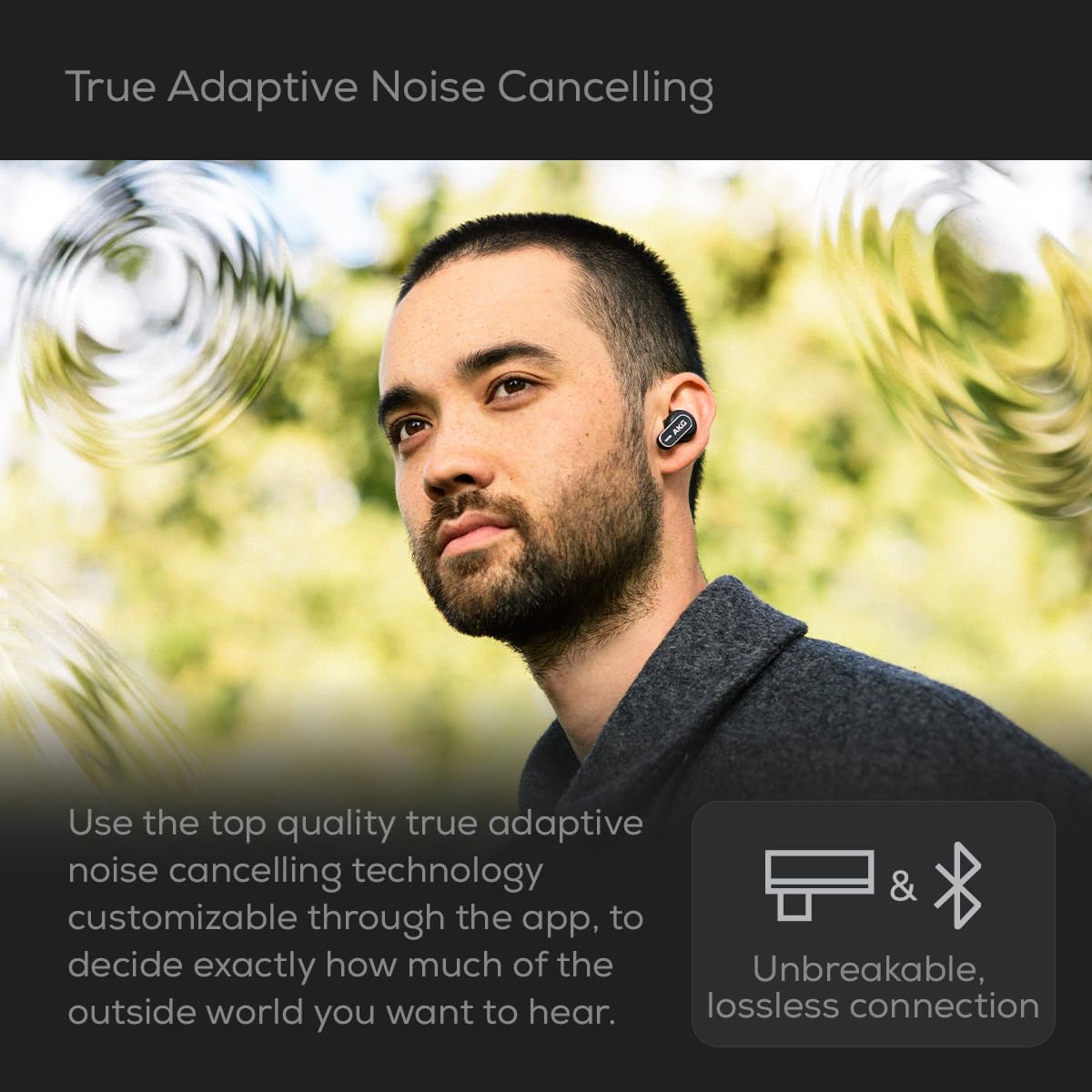 AKG N5 Hybrid TWS Headset – Kabelloser kristallklarer Sound, True Adaptive Noise Cancelling, Zoom-zertifizierte Anrufqualität, 40h Akkulaufzeit, IP54 Schutz, Bluetooth, USB-C, schwarz