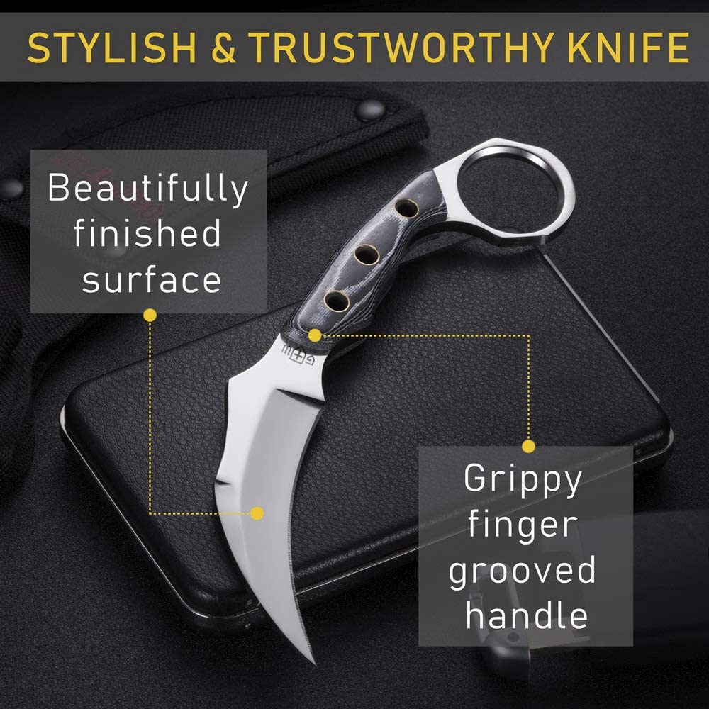 Karambit Knife with Sheath Small Fixed Blade Knofe Claw Knife