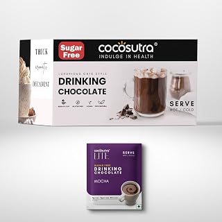 COCOSUTRA Sugar Free Drinking Chocolate Mix | Mocha | 20 Single-Serve Sachets (20g Each) | Low Carb, Low Calorie | Stevia & Erythritol Sweetened | 400