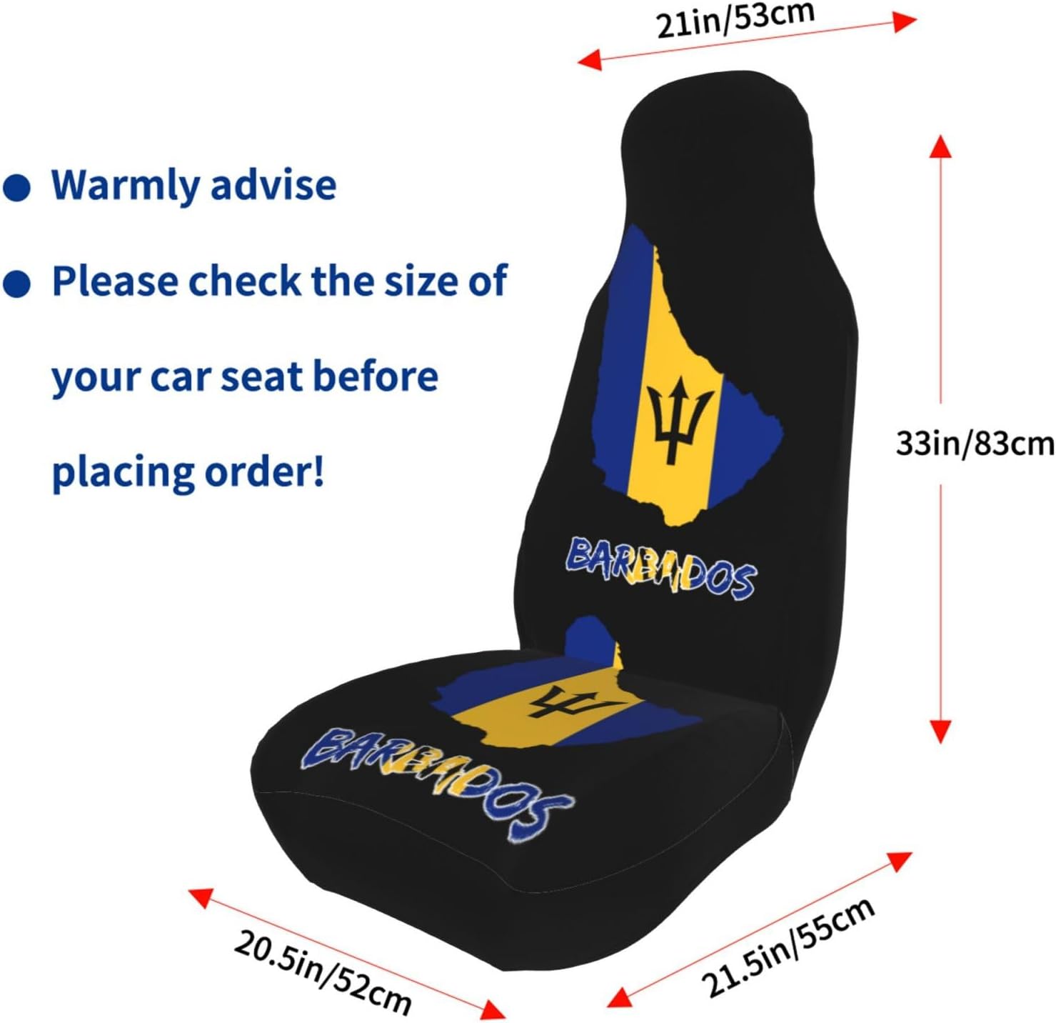 Barbados Barbadian Flag Map Car Seat Covers Front Bucket Seats Protector Cover 2 Pieces Universal Car Accessories for Women Men Fit for SUV Sedan Truck