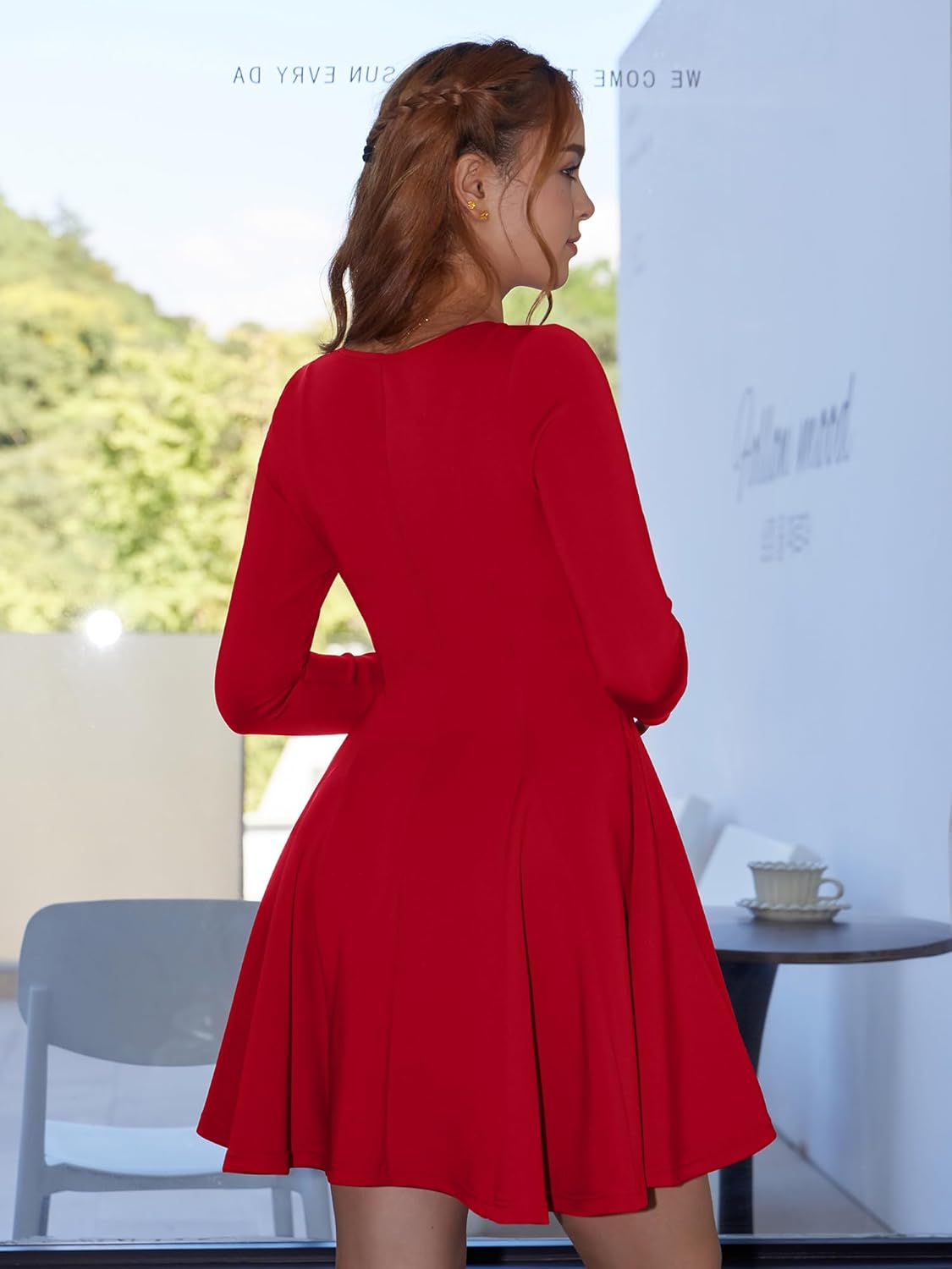 DAAWENXI Women's Sexy Long Sleeve Mini Dress Square Neck Bodycon Going Out Party Club Short Dresses - Image 6