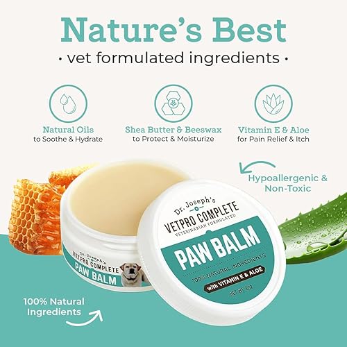 Miniatura 4 de VetPro Complete Bálsamo para patas para perros y gatos, 2 onzas, protección natural y chupete para almohadillas secas y narices, crema para pies