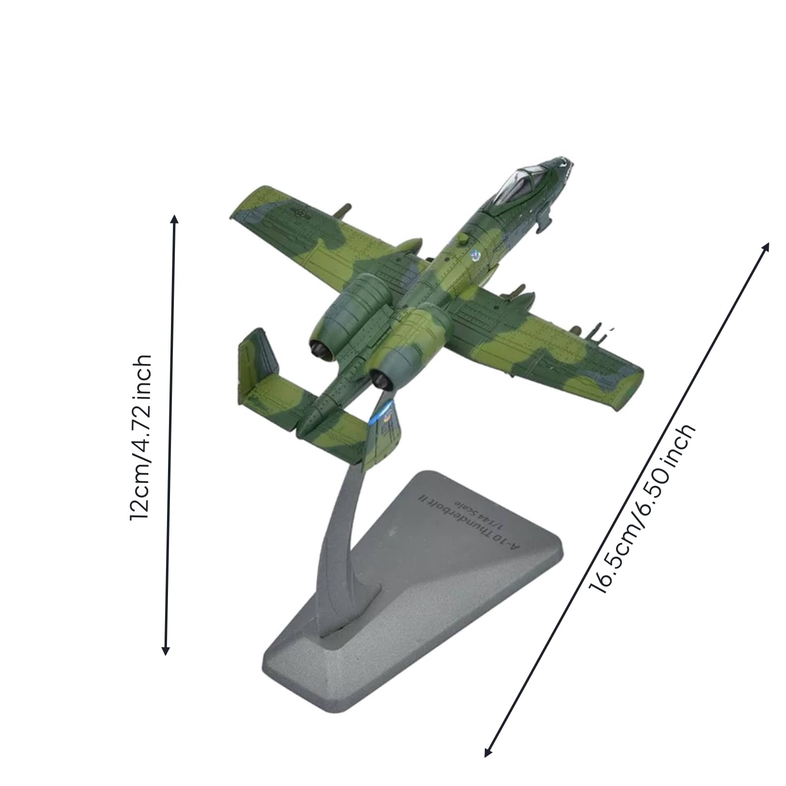 Modello Aereo a 10a in Metallo con Supporto in 1 100 Jet d'Attacco Modello da Collezione Dettagli di Superficie Adatto per Esposizione su Tavolo Libreria Postazione Lavoro