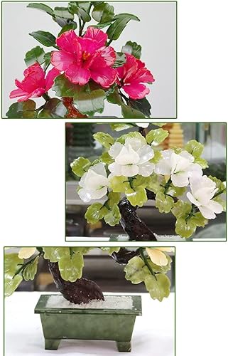 Miniatura 3 de Árbol de cristal de la suerte y la riqueza, árbol de la fortuna, peonía de jade, flor en maceta, decoración de sala de estar, gema de Feng Shui,