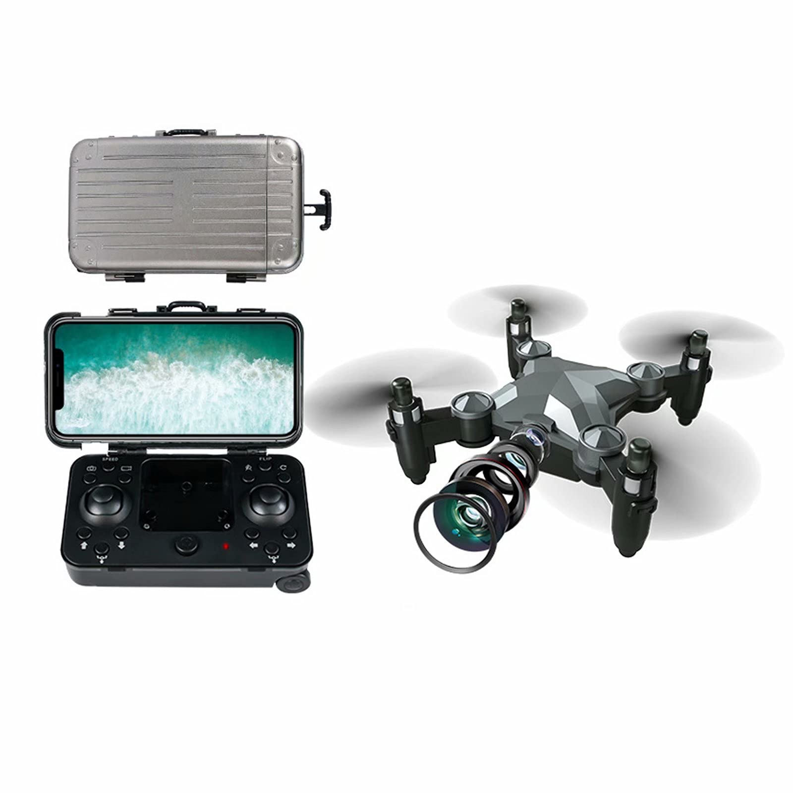 Dron RC z kamerą HD - składany quadrocopter zdalnie sterowany dron GPS z funkcją Follow Me, transmisja WiFi, powrót do domu, transmisja na żywo, czas lotu 7 minut (480P)