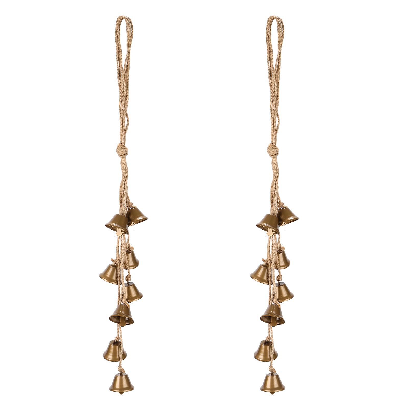 PATIKIL 2 Set Witch Bells for Door Knob, 19inch Hanging Witches-Bells String Wind Chimes Vintage Metal Retro Sound for Door for Protection Crafts Christmas Tree Decorative Wall, Gold