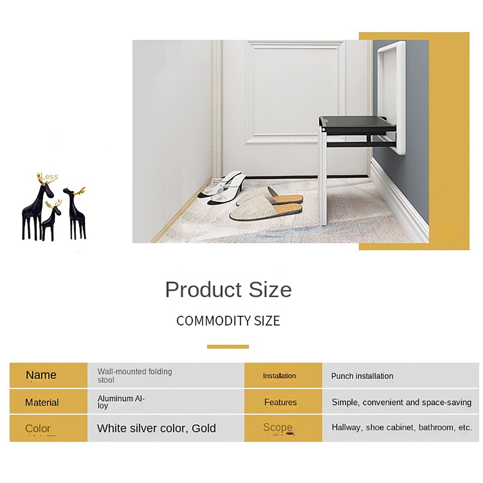 Asiento de ducha plegable de acero inoxidable con patas – Banco de ducha montado en la pared, ideal para ancianos, discapacitados, movilidad limitada, perfecto para baño en casa y vestidor