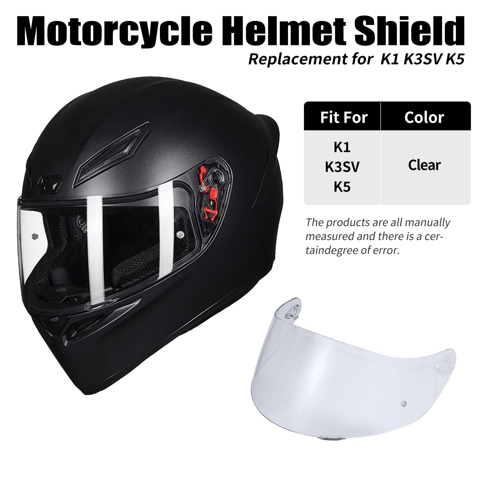 Visera Casco Moto Reemplazo para AGV K1 K3SV K5,Lente de Casco de Protección contra el Viento para Motocicleta,Accesorios para Cascos de Moto(Transparente)