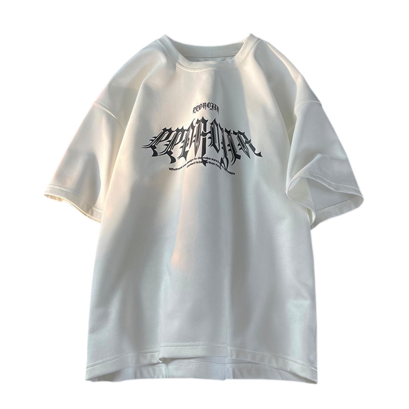 Men Vintage Crewneck T-Shirt Graphic Tees Hip Hop Short Sleeve Tops