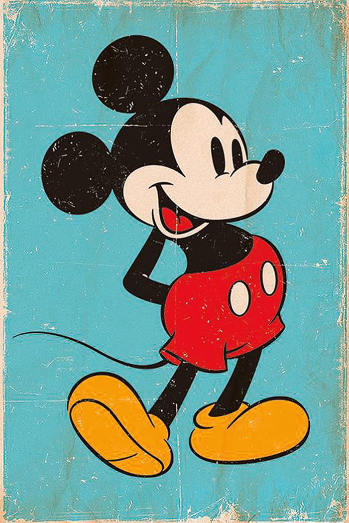 Disney Blue Mickey Mouse Poster Retro (61Cm X 91,5Cm)