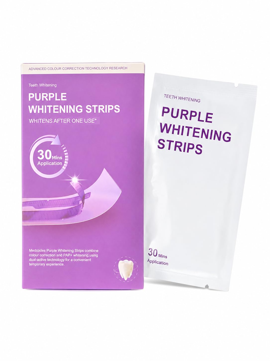 Purple Teeth Whitening Strips | Teeth Treatments 7 Strip | Whitens Teeth in 1 Use | Peroxide & Sensitivity-Free, Enamel-Safe Oral Care | PAP & Hydroxyapatite For Stain Removal | (Purple Teeth Whitening-7 Strips) (7)-picture-20