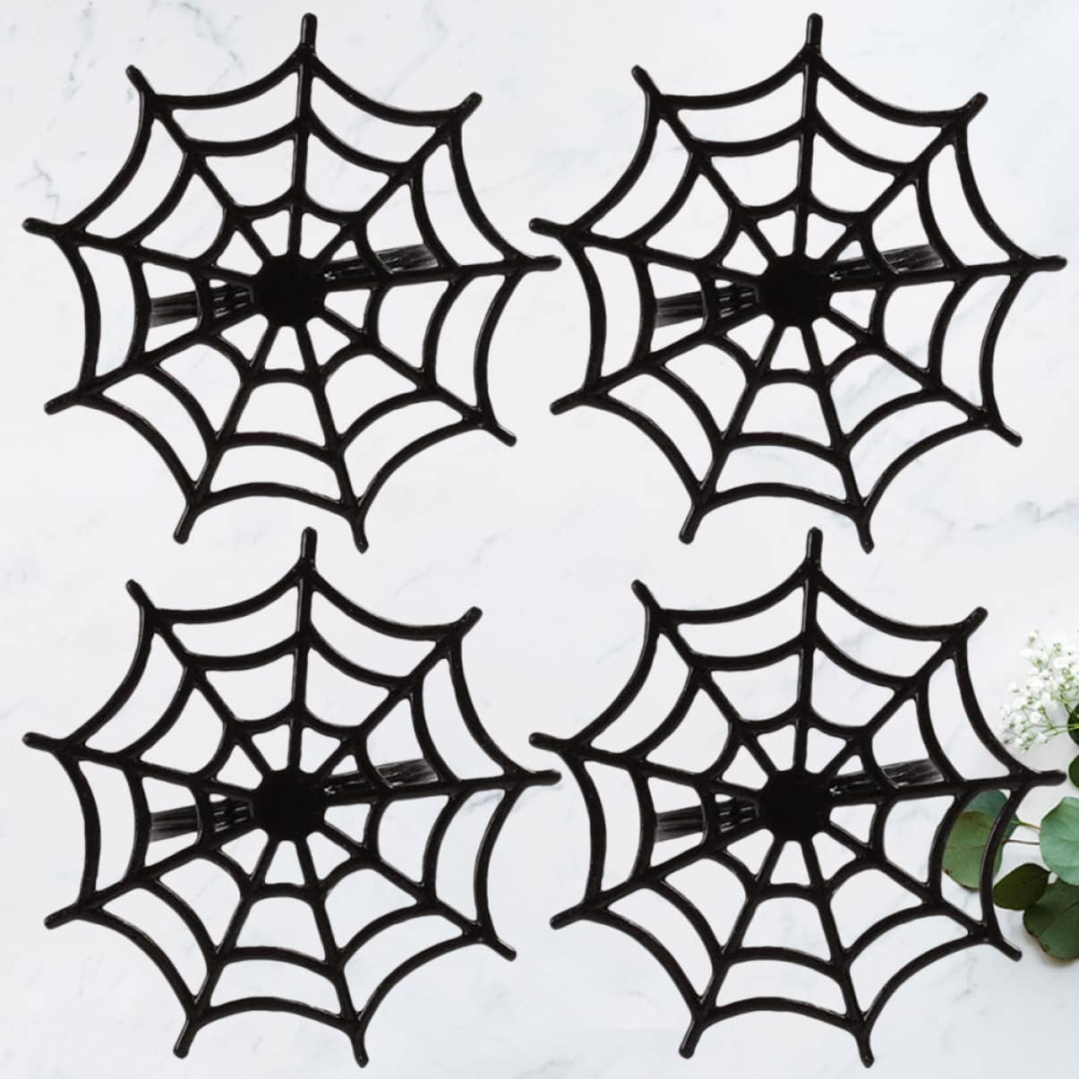 BESTonZON Halloween Spider Web Napkin Rings Set of 12 Alloy Black Napkin Holders 2.75 Inch for Spider Party Decorations and Table Settings