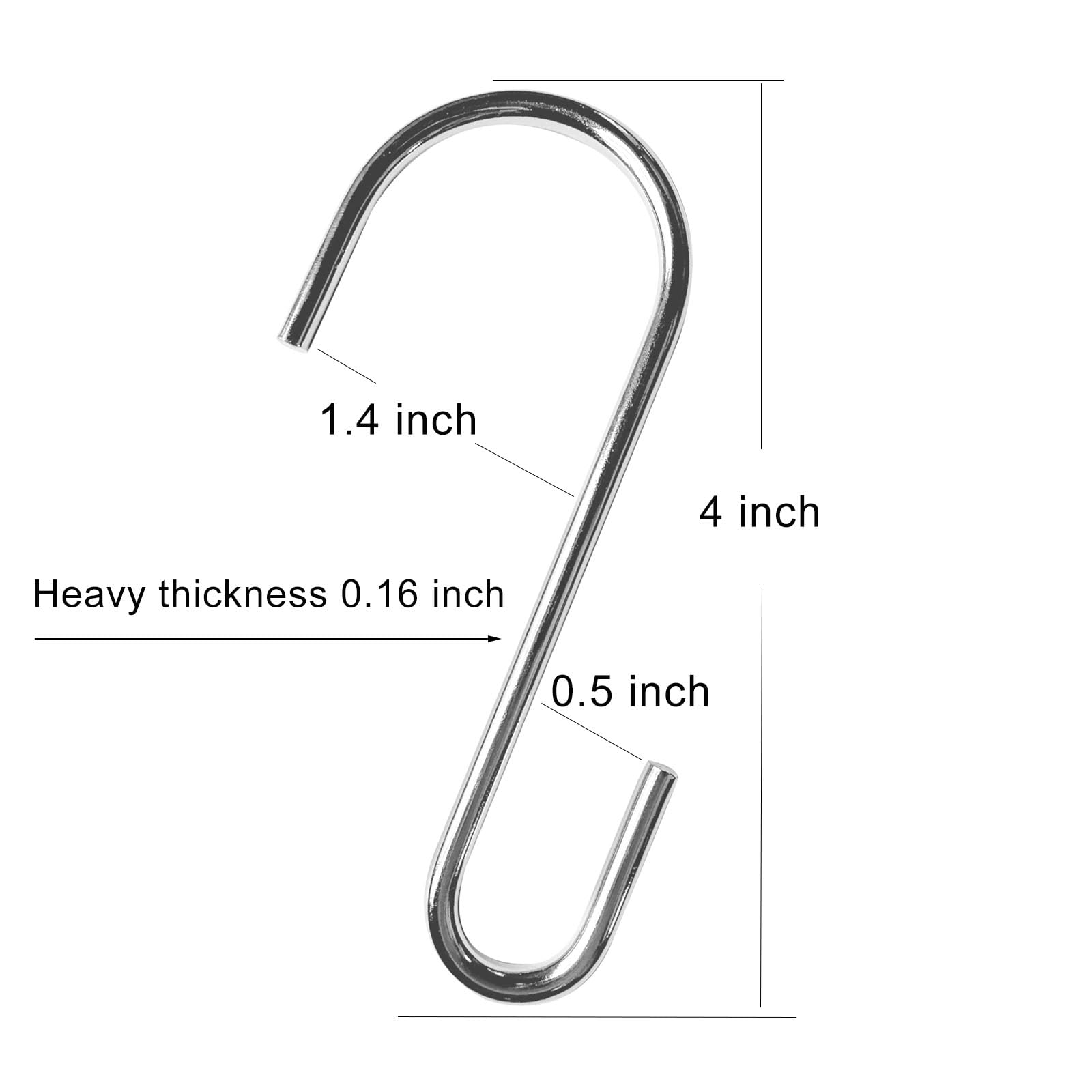 YAMAJA 12 Pack 4 Inch S Hooks for Hanging Spoons Pans Pots Kitchenware, Metal S Hooks for Hang Clothes Bags Plants, Apply Bathroom Office Tool Room, Silver