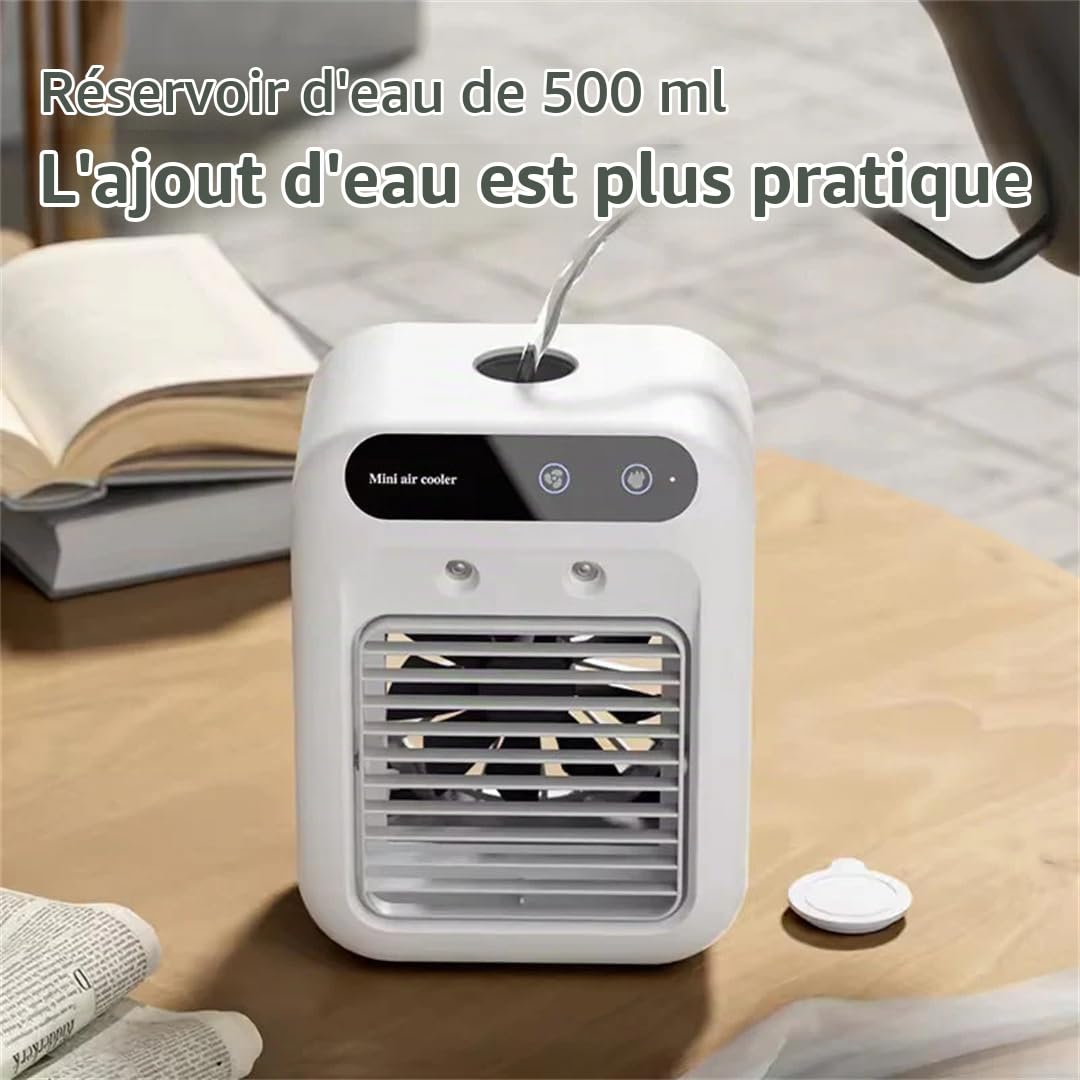 Climatiseur Portable Zensairex, Petit Climatiseur Portable, Mini Climatiseusr, Humidificateur À Brumisation, Inclinaison Réglable À 15°, Grande Maison Et La Chambre, Rechargeable Sur Secteur (a)