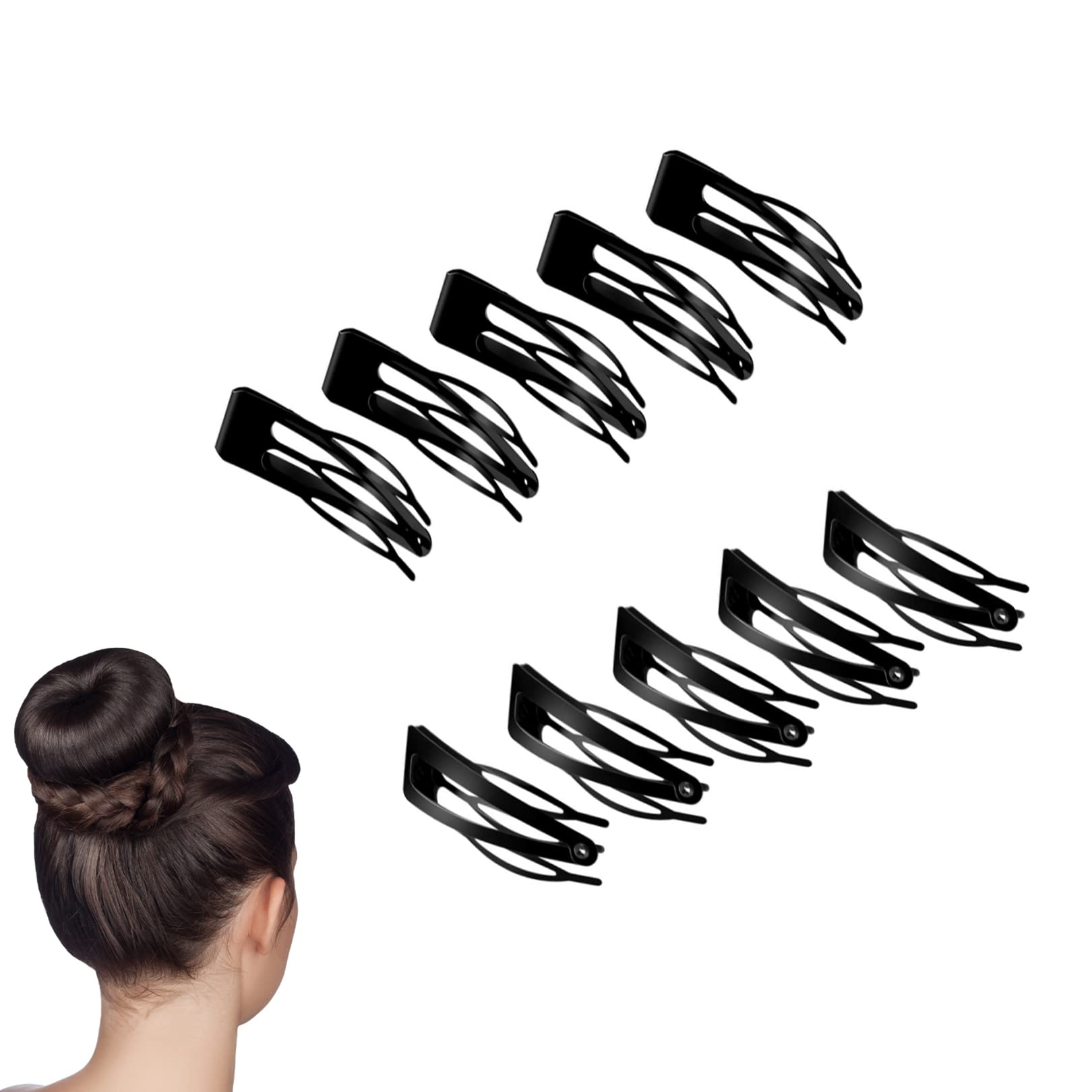 12pcs Double Grip Hair Clips Metal Snap Hair Clips,1.87 inches Double Grip Hair Clips with 3 Comb Teeth,Non-Slip Double Hair Grip Hair Barrettes BB Hairpin Hair Accessories for Women Girls(black)