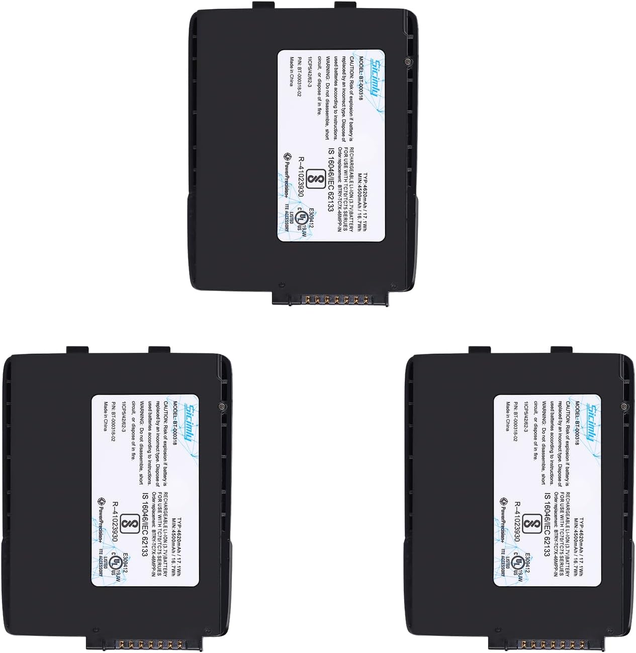 3Pack for Zebra TC77 Scanner Battery,BT-000318 for Zebra for Symbol TC70 TC77 TC75 TC70x TC75X TC700H TC700K TC72 TC720L 82-171249-01 82-171249-02 BTRY-TC70X-46MA1-01 Barcode Scanner.