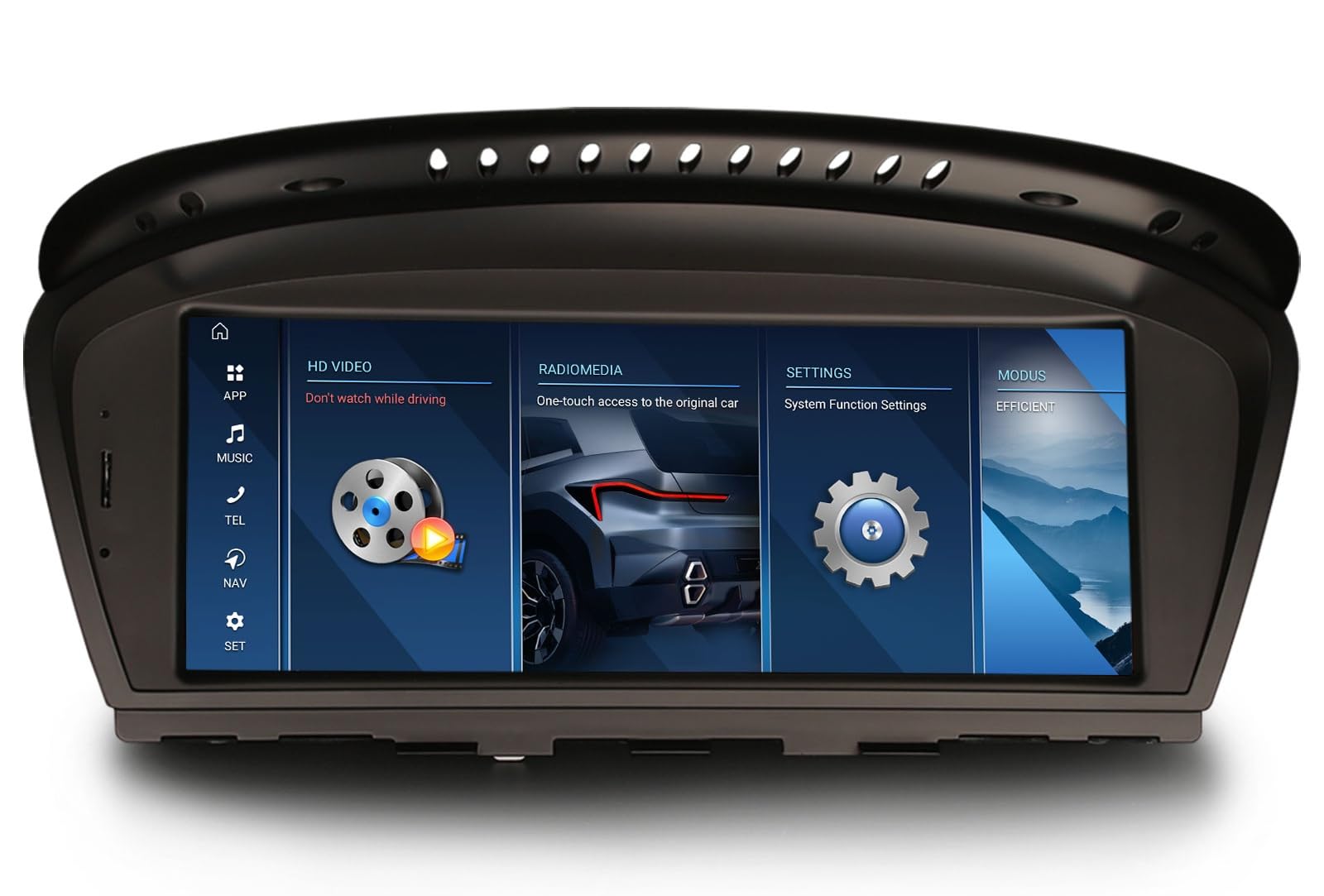 Android 16 Autoradio Carplay pour BMW Séries 3/5/6 E90 E91 E92 E60 E61 E64 | 8,8" Qualcomm CPU Android Auto Écran tactile IPS SWC WiFi DSP Bluetooth 5.1 Stéréo GPS Navigateur système CCC